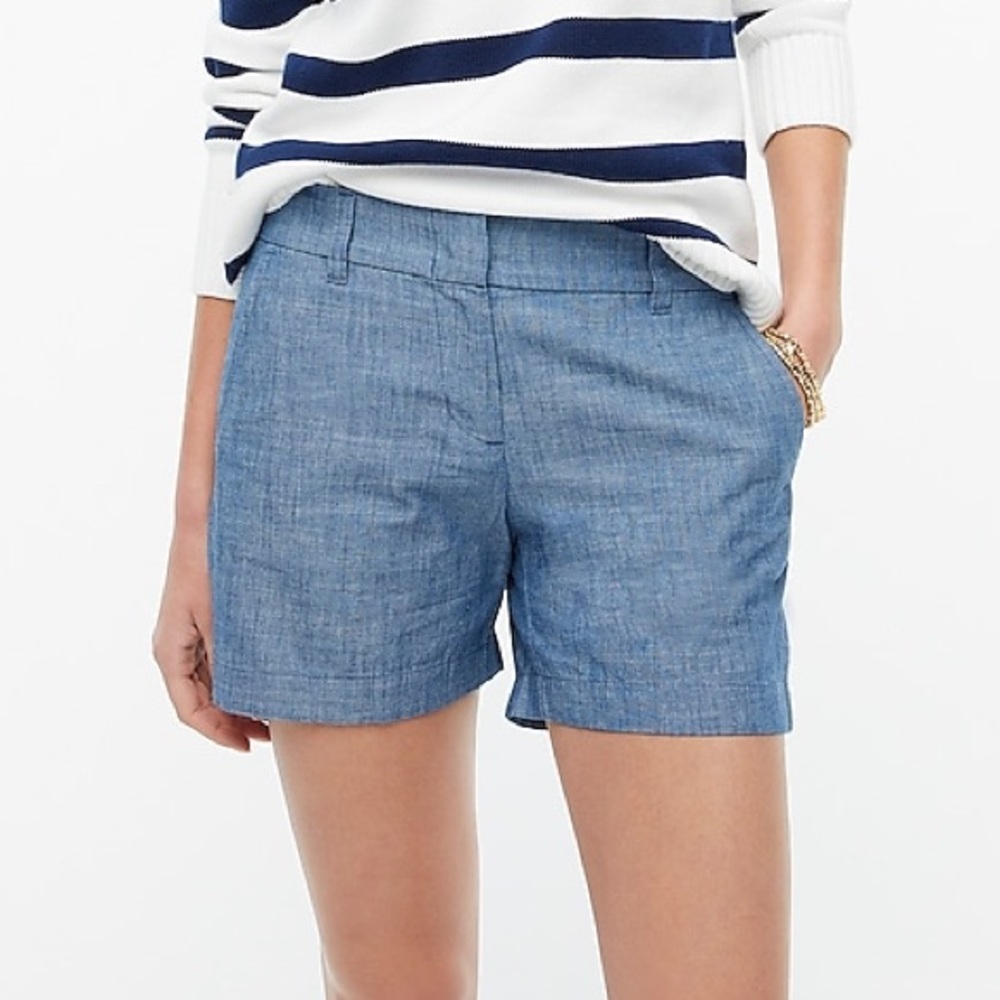 J.Crew Factory Chambray Shorts, Size 6, Cotton, 5” Inseam